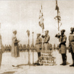 Being presented regimental colours